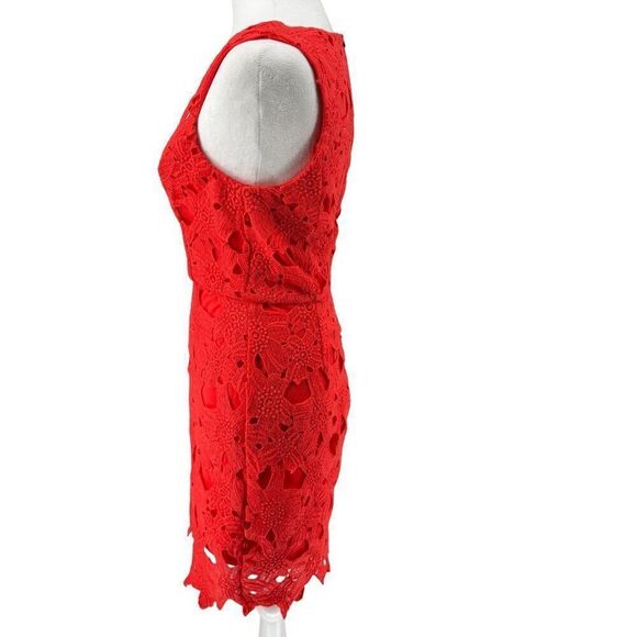 ASTR Red Lace Overlay Sleeveless Dress With Lined Interior Back Zipper Sz M EUC - Picture 6 of 11